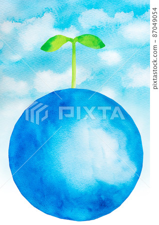 Watercolor painting with the image of the global environment 87049054