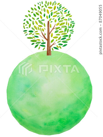 Watercolor painting with the image of the global environment 87049055