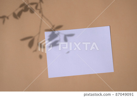 Blank white card mock up, top view. Blank white card mock up, top view. 87049091