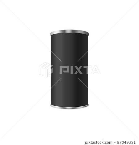 Black cylinder tube or container template realistic vector illustration isolated. 87049351