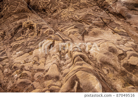 layered sandstone rock in wadi rum layered sandstone rock in wadi rum 87049516