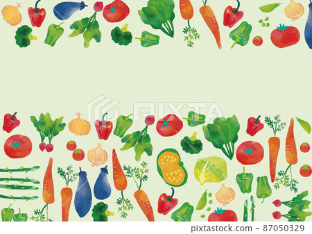 Watercolor style vegetable set top and bottom background frame 87050329
