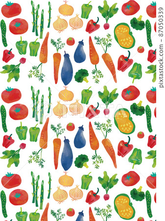 Watercolor style vegetable pattern vertical Watercolor style vegetable pattern vertical 87050339