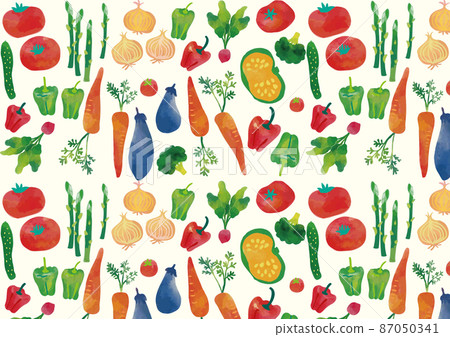 Watercolor style vegetables various patterns Watercolor style vegetables various patterns 87050341