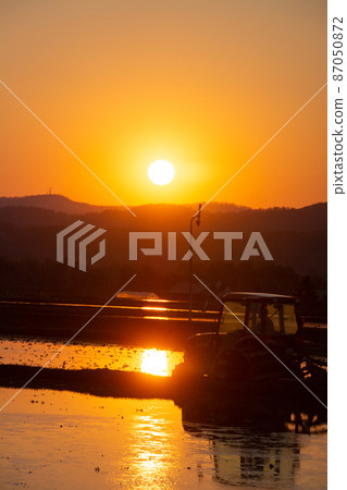 Agricultural work at dusk 87050872