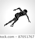 Speed skating. Vector silhouette illustration in the wavy style Short track 87051767