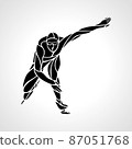 Speed skating. Vector silhouette illustration in the wavy style Short track 87051768