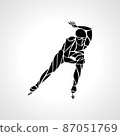 Speed skating. Vector silhouette illustration in the wavy style Short track 87051769