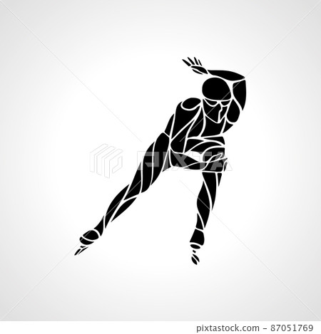 Speed skating. Vector silhouette illustration in the wavy style Short track Speed skating. Vector silhouette illustration in the wavy style Short track 87051769