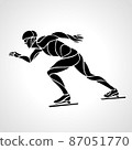 Speed skating. Vector silhouette illustration in the wavy style Short track 87051770