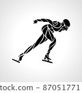 Speed skating. Vector silhouette illustration in the wavy style Short track 87051771