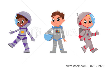Set of cute children astronauts in space suits... - Stock Illustration ...