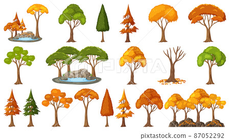 Set of four seasons trees on white background 87052292