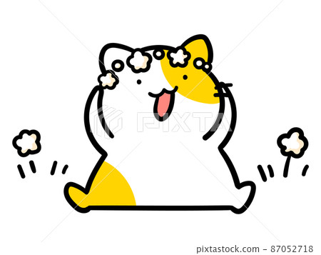 Handwritten style illustration of a cute cat character with a flower crown 87052718