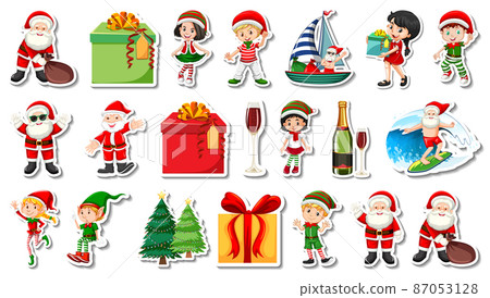 Set of Christmas objects and cartoon characters Set of Christmas objects and cartoon characters 87053128