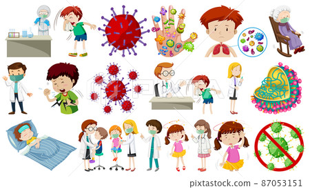Set of sick people with different symptoms Set of sick people with different symptoms 87053151