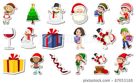 Set of Christmas objects and cartoon characters 87053188