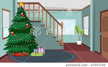 Empty room with Christmas tree and presents Empty room with Christmas tree and presents 87053198