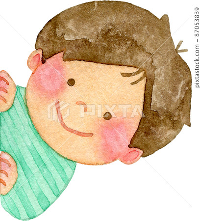 Illustration of a boy who pops out (green) Illustration of a boy who pops out (green) 87053839