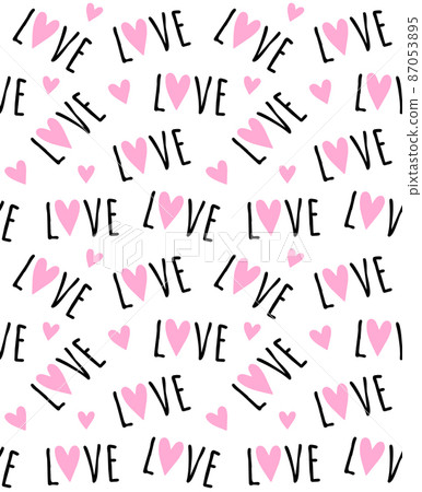 Vector seamless pattern of love text and hearts Vector seamless pattern of love text and hearts 87053895