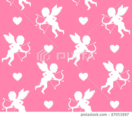 Vector seamless pattern of cupid and hearts 87053897