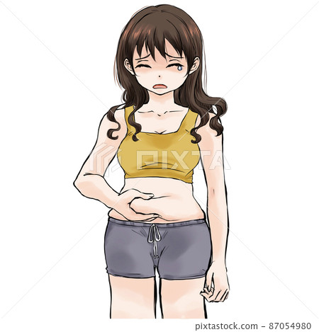 女人抓著肚子痛哭 女人抓著肚子痛哭 87054980