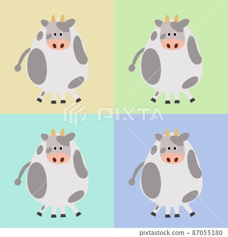 4 colors of overweight cow background 87055180