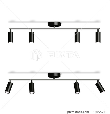 LED stylish ceiling lamp, 3D vector illustration. 87055219
