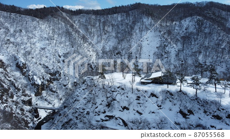 Midwinter Naruko Gorge aerial view 87055568
