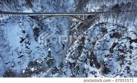 Midwinter Naruko Gorge aerial view Midwinter Naruko Gorge aerial view 87055571