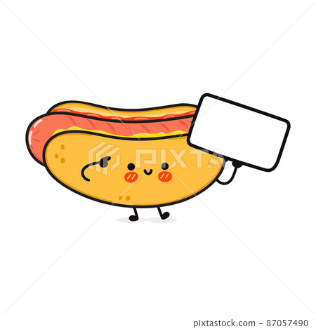 vector cartoon hotdog icon with sausage isolated on white