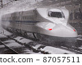 Shinkansen at Maibara Station in the snow Shinkansen at Maibara Station in the snow 87057511