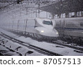 Shinkansen at Maibara Station in the snow Shinkansen at Maibara Station in the snow 87057513