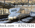 Shinkansen at Maibara Station in the snow Shinkansen at Maibara Station in the snow 87057516