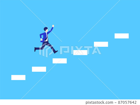 Businessman climbing stairs 87057642