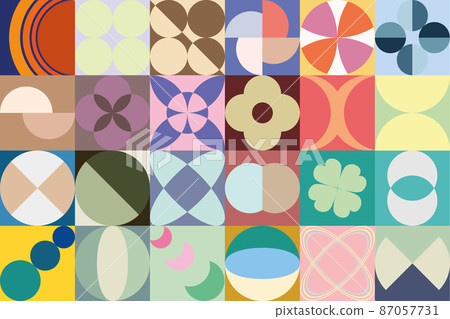 Vector illustration of colorful abstract pattern and tectures with geometrical shapes. Vector illustration of colorful abstract pattern and tectures with geometrical shapes. 87057731