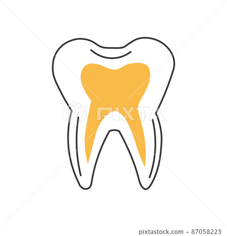 Stylish thin line tooth icon on white background - Vector 87058223