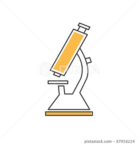 Stylish thin line icon of a microscope on a white background - Vector 87058224