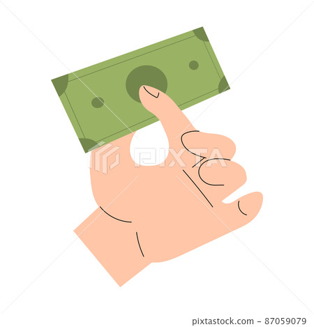 Flat illustration paper bill in hand isolated on white background Flat illustration paper bill in hand isolated on white background 87059079