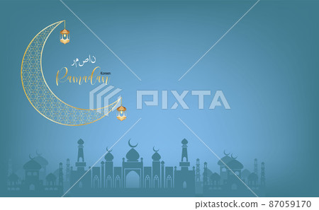 Gold Ramadan Kareem Vector for Wishing for Islamic festival. Gold Ramadan Kareem Vector for Wishing for Islamic festival. 87059170