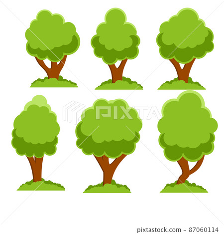 Set of trees for summer nature. Park and forest with green leaves. Set of trees for summer nature. Park and forest with green leaves. 87060114