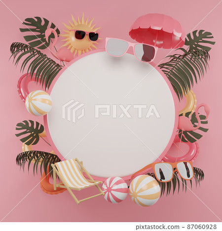 3d rendering box podium palm leaves with summer background. 3d rendering box podium palm leaves with summer background. 87060928
