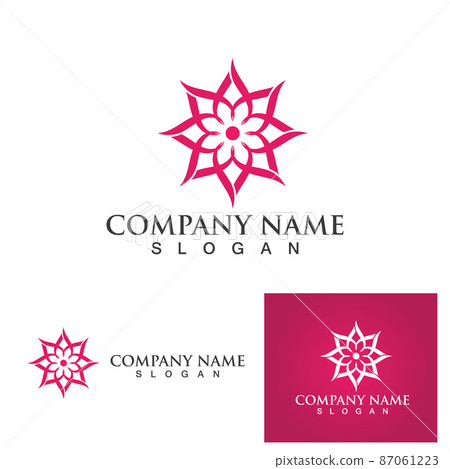 Abstract mandala flower swirl logo icon vector design. Elegant premium ornament vector logotype symbol. logo for hotel spa salon 87061223