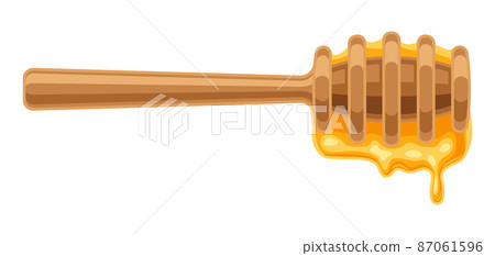 Illustration of wooden stick with honey. Image for food and agricultural industry. Illustration of wooden stick with honey. Image for food and agricultural industry. 87061596