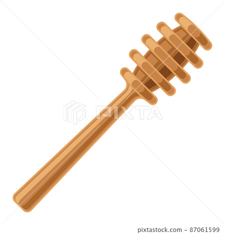 Illustration of honey wooden stick. Image for food and agricultural industry. 87061599