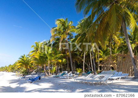 Saona island beach on a sunny day. Caribbean Sea 87062166