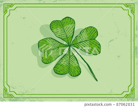 Vector vintage icon of clover with four leaf for Patrick's day. 87062831