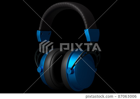 3D rendering of gaming headphones on black background. Concept of cloud gaming and game streaming services 3D rendering of gaming headphones on black background. Concept of cloud gaming and game streaming services 87063006