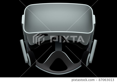 Virtual white reality glasses isolated on black background. 3d rendering of goggles for virtual design in augmented reality or virtual gaming 87063013