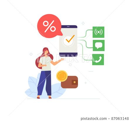 Girl uses a smartphone, favorable tariff, mobile Girl uses a smartphone, favorable tariff, mobile 87063148